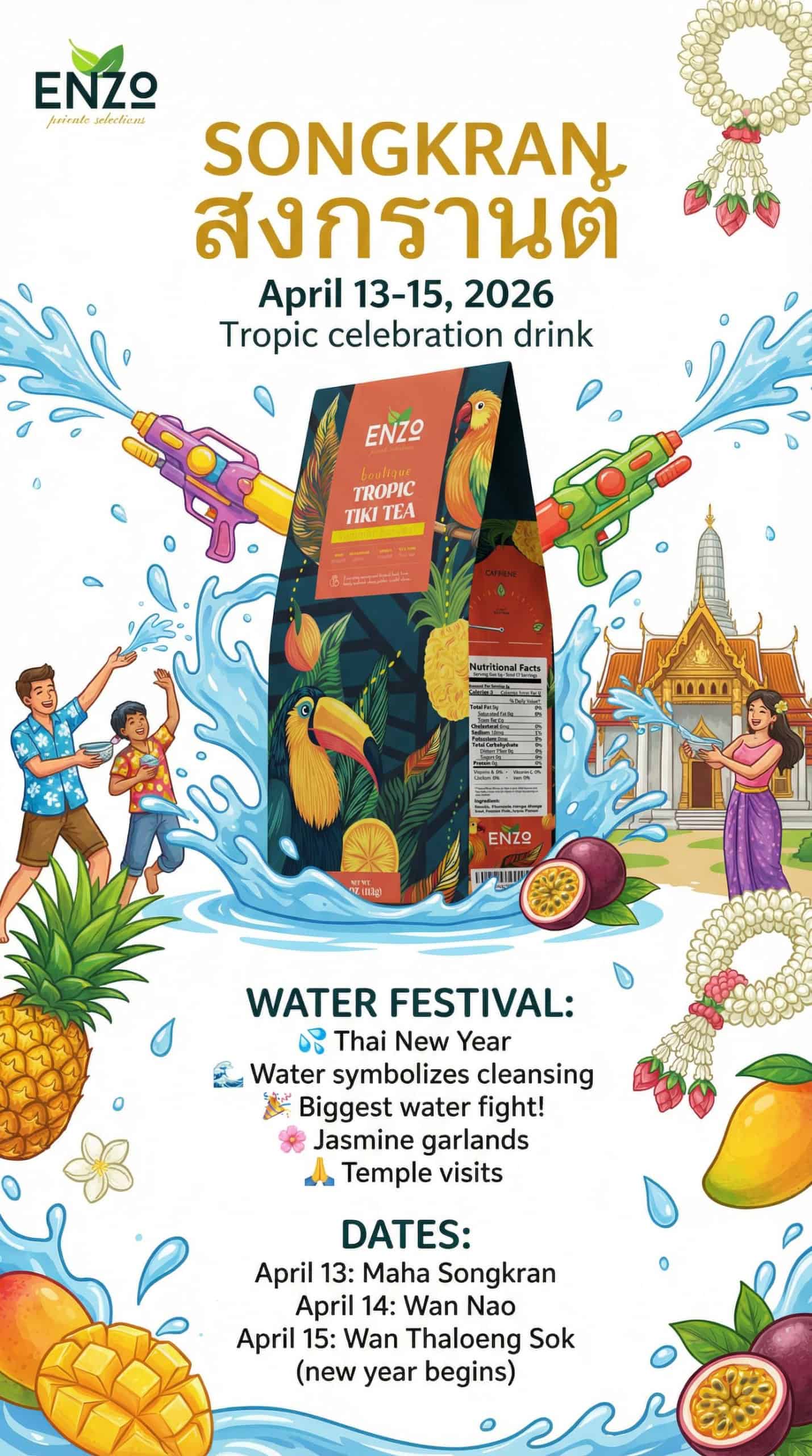 Songkran Thai New Year Tea: April 13-15 Water Festival